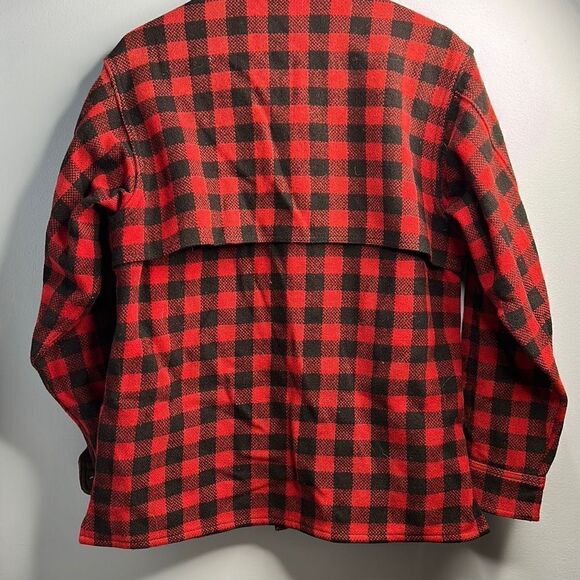 Johnson Woolen Mills Vintage Red Black Buffalo Check Wool Hunting Coat Jacket S - Picture 6 of 10